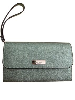Kate Spade Kenzie Boxed Glitter Medium Flap Wristlet Seawater